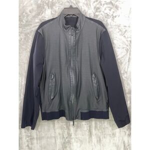 Armani Collezioni Men's Size 56/ 46 US Lamb Skin Leather/ Polyester Navy Jacket